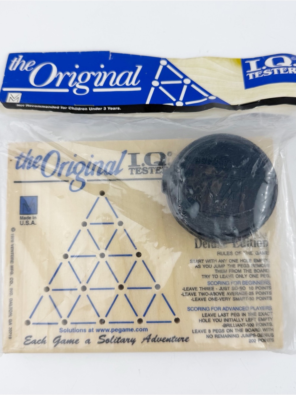 Vintage Sealed Original I.Q. Tester Peg Game Deluxe Wood USA Puzzle Travel